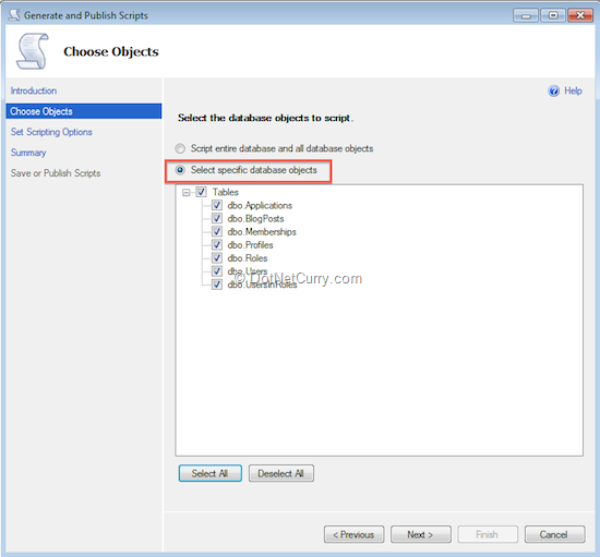 generate-script-selected-tables generate-script-selected-tables
