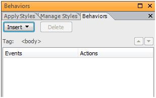 Behaviors task pane
