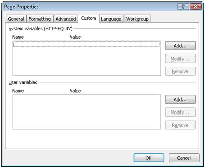 Expression Web Custom tab