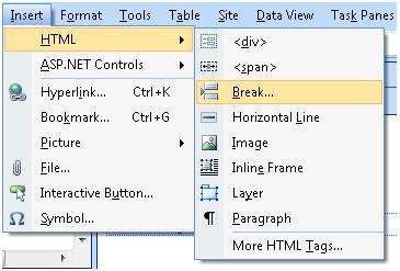 Expression Web Line Break