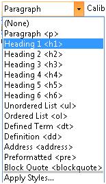 Expression Web Headings