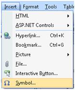Expression Web Insert menu
