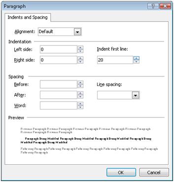 Expression Web Paragraph Dialog box