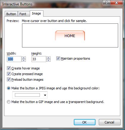 Interactive Buttons - Image tab