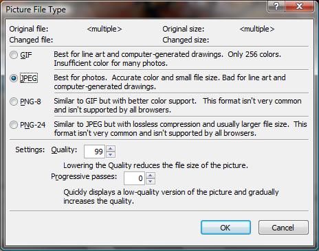 Picture File Types dialog box