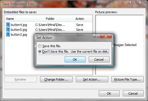 Save Embedded Files dialog box