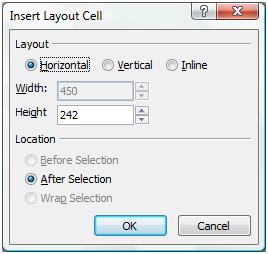 Insert Layout Cell window