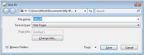Expression Web Save As dialog box