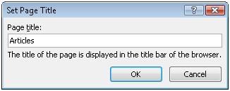 Expression Web Set Page Title dialog box