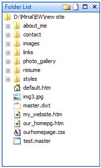 Expression Web Folder List
