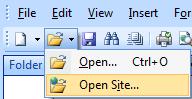Expression Web Open Website from shortcut on toolbar