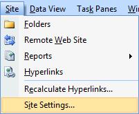 Expression Web Site menu