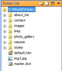 Expression Web Folder List