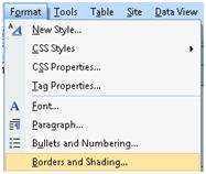 ExpressionWeb Format menu