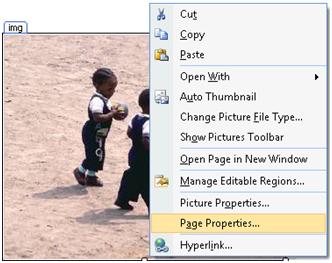 ExpressionWeb Page Properties option
