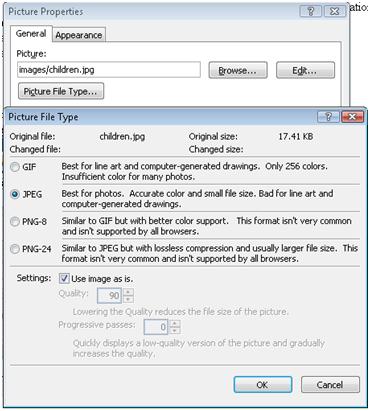 ExpressionWeb Picture Properties