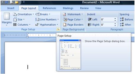 Page Setup settings