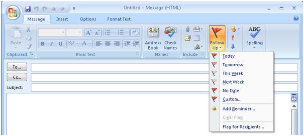 MS Outlook 2007 Follow Up flags