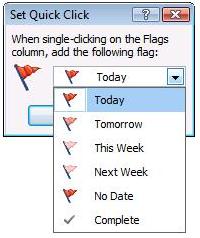 MS Outlook 2007 Set Quick Click dialog box
