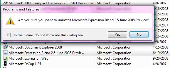 Uninstall Blend 2 Preview