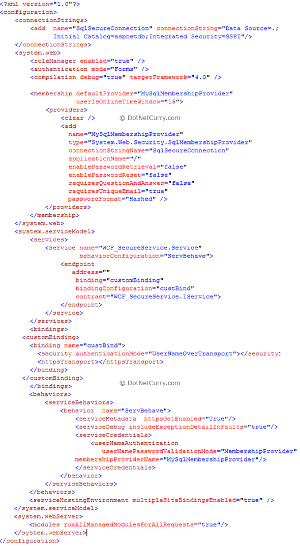 WCF ASPNET Membership Config