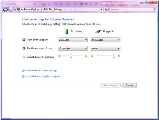 Edit Plan Settings window