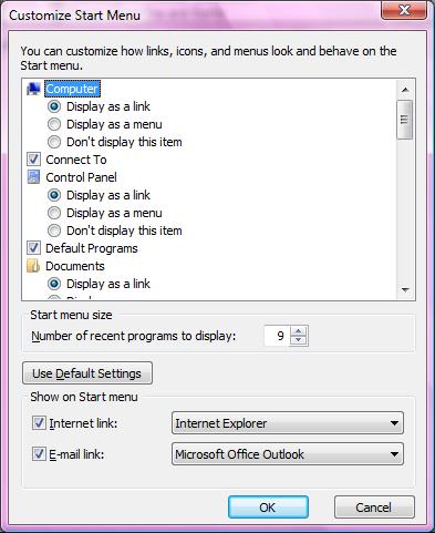 Customize Start Menu