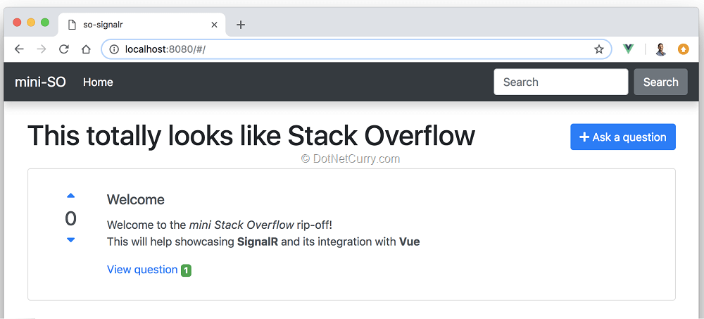 Using ASP.NET Core SignalR with Vue.js (to create a mini Stack Overflow  rip-off)