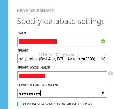 azure-db-settings azure-db-settings