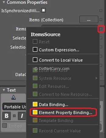 Element property binding