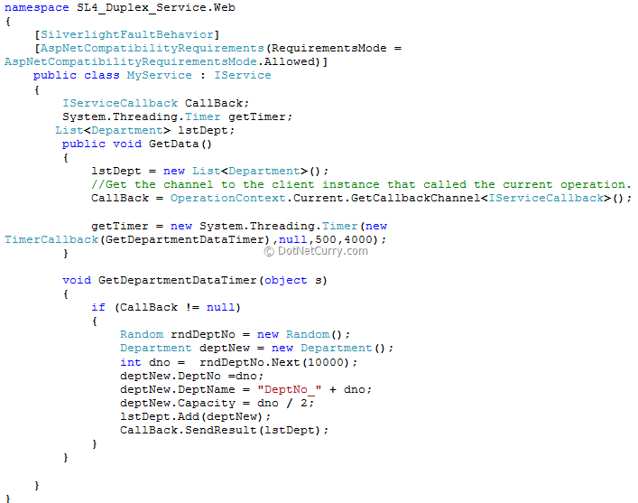 silverlight iservice implementation