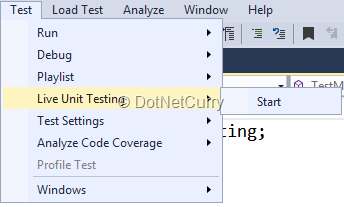 enable-live-unit-testing enable-live-unit-testing
