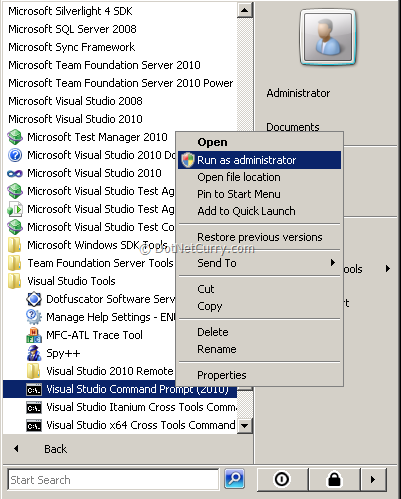 tfs-run-as-admin